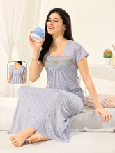 Women's Pure Cotton Blended Printed Maxi Dress for Daily & Night Wear Floral Nighty